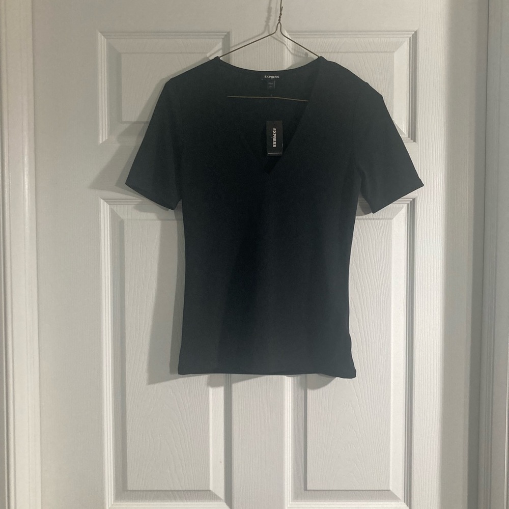 Express V-neck Top, Black Size XS